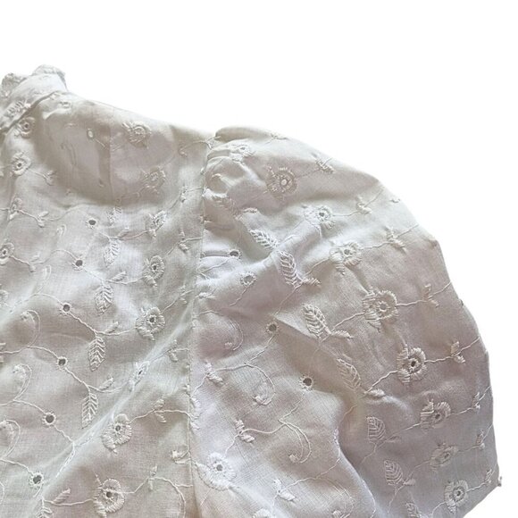 Handmade Vtg 70s Cottage Victorian Eyelet Broderie Anglaise Zip Blouse Size S/M - Picture 6 of 10